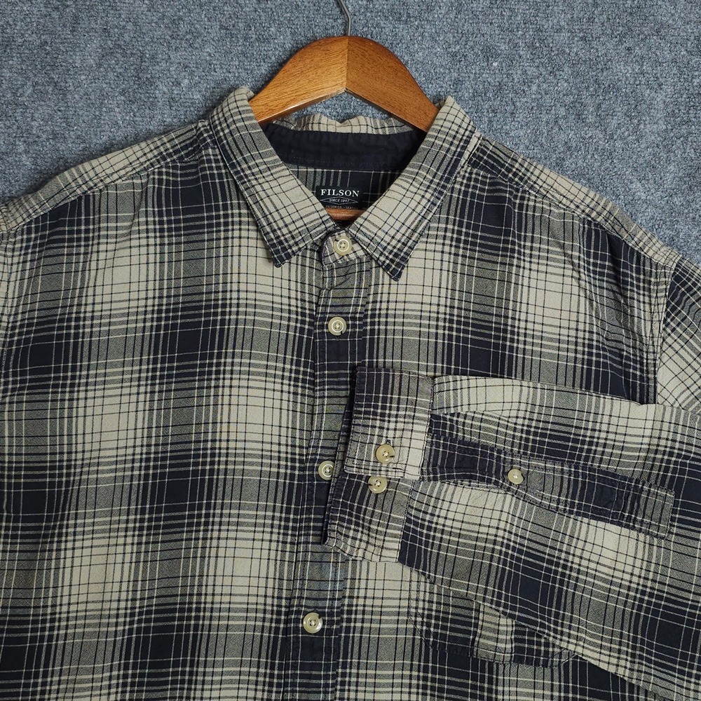 Filson Plaid Button Down Shirt Mens Size 3XL Long Sleeve Flannel Pockets Work